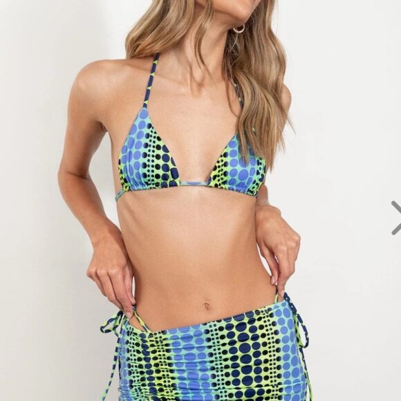 NWT OneOne Swimwear Bikini SET Bubble Ariel Triangle Blue Green Sexy Skimpy New - Picture 11 of 16